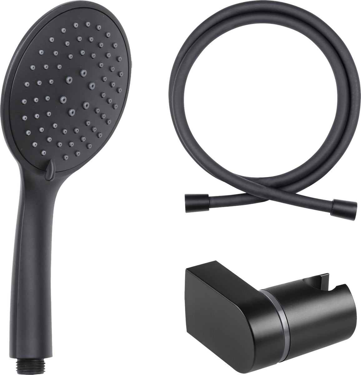 Teleducha Differnz - 3 posiciones - con flexo de ducha de 1,5 m - soporte de ducha de mano inclinable - negro