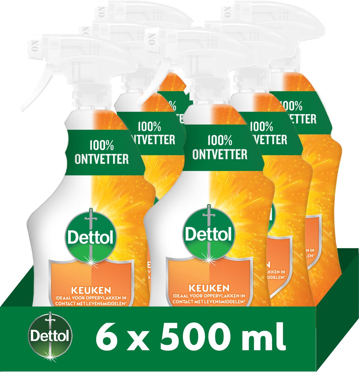 Dettol detergente multiuso spray - cucina - 500 ml - 6 x 500 ml - confezione risparmio