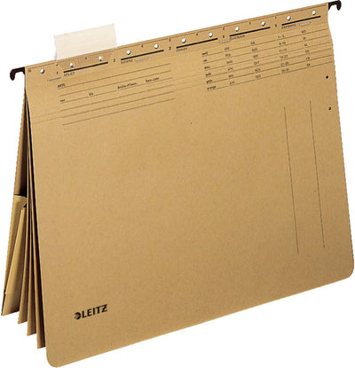 Cartella sospesa A4 Esselte leitz alpha® con striscia adesiva e tasche - 25 pezzi - marrone naturale