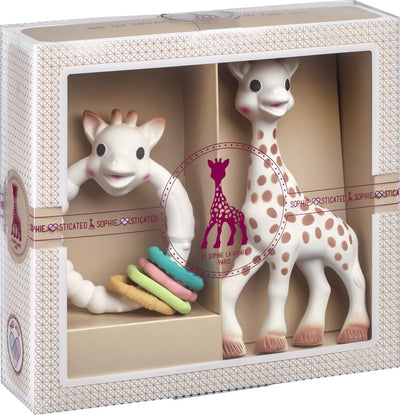 Set regalo sofisticato Sophie la giraffa - giocattoli per bambini - colorazioni così pure - regalo di maternità - regalo per baby shower - 4 pezzi