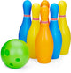 Set da bowling Eddy Toys 19,5 cm - set da bowling per bambini all'interno e all'esterno - gioco di birilli con 6 birilli e 1 palla - set di giocattoli con supporto per il trasporto - plastica - colorato