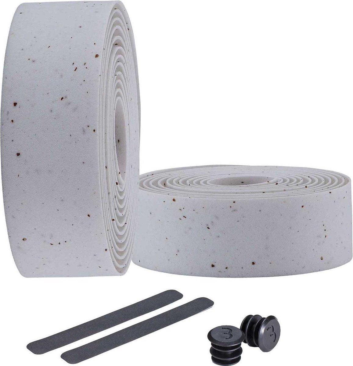 Bbb cycling stuurlint racefiets - zelfklevend stuurtape met stretch materiaal - antislip - lengte: 200cm - dikte: 2mm - inclusief stuurdoppen - witte kurk - raceribbon bht-01