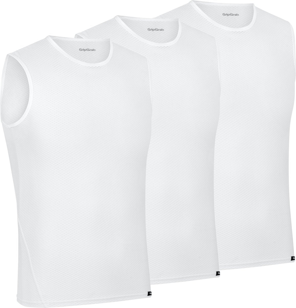 Gripgrab - ultralight 3pack mesh mouwloos base layer zomer fiets ondershirt polygiene zweethemd - wit - heren - maat xs
