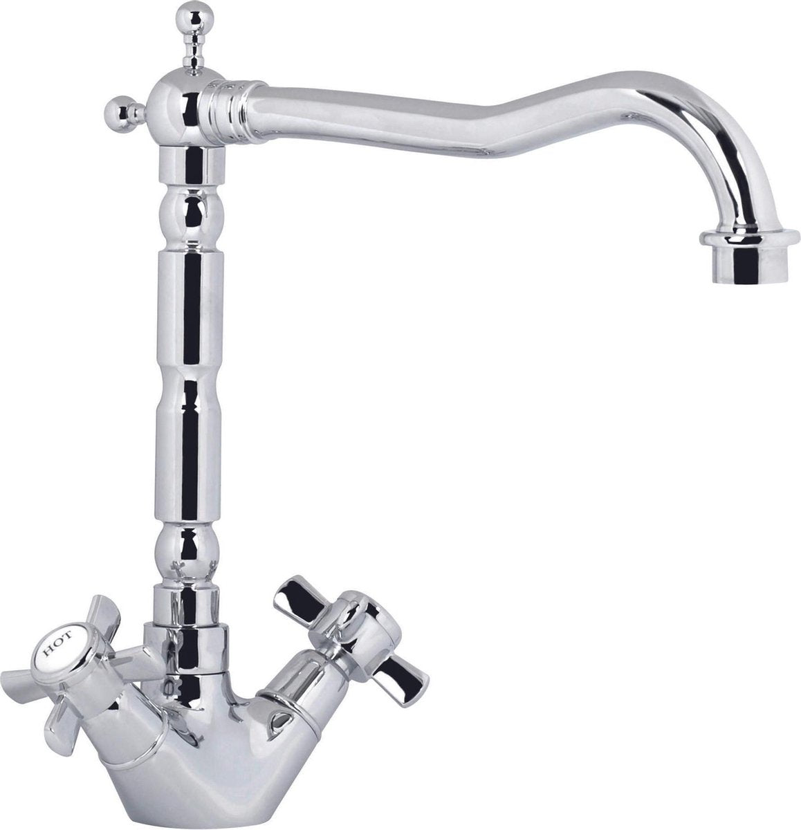 Rubinetto cucina Plieger James - rubinetto cromo - due manopole - rubinetto cucina bocca dritta - rubinetto in ottone