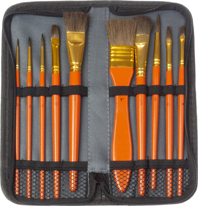 Kangaro brush set - watercolor - 10 pieces in case - k-840002