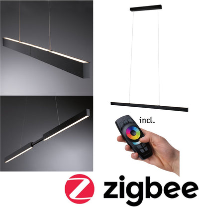Paulmann LED lampada a sospensione smart home Zigbee 3.0 aptare 2700k dimmerabile 2x2400lm 2x18w nero spazzolato