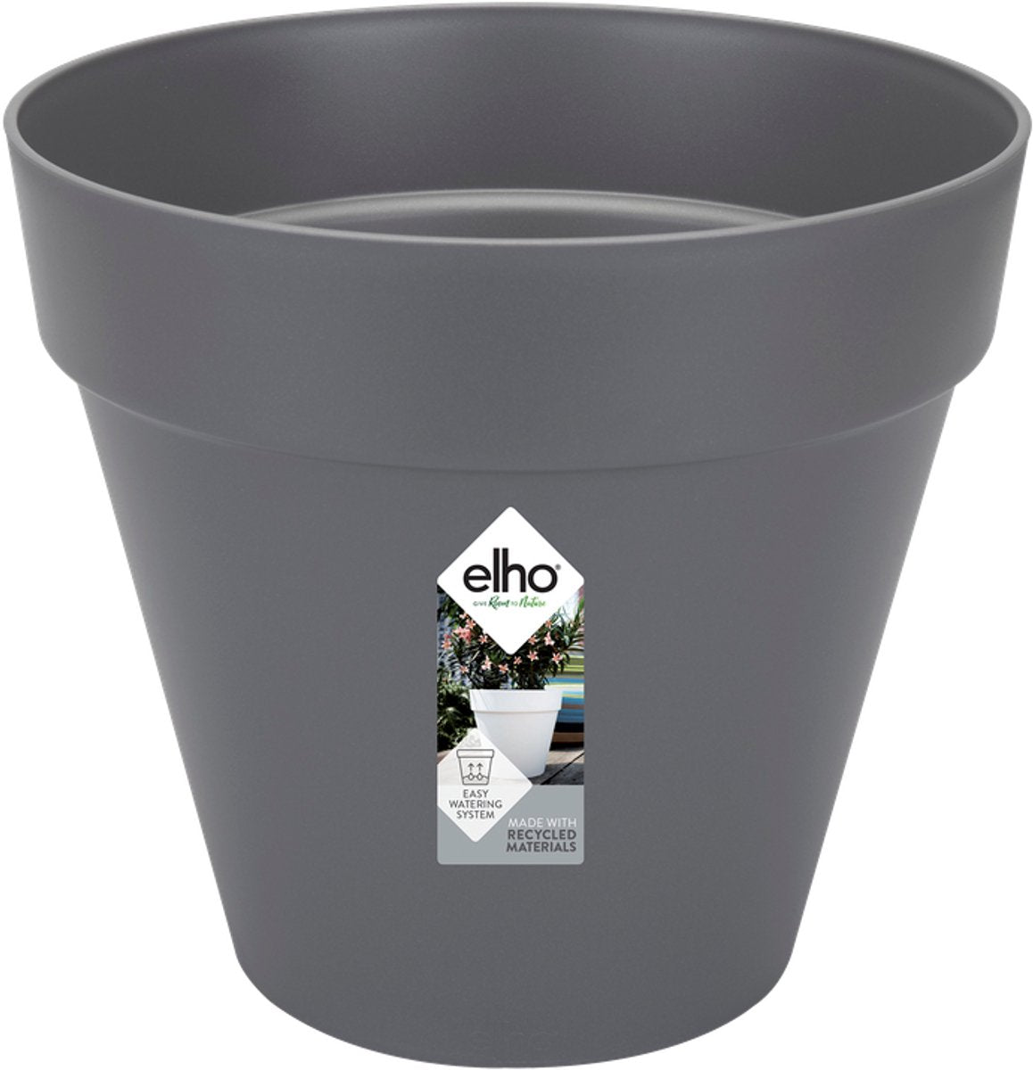 Elho loft urban round 25 - macetero de exterior - ø 24,5 x h 22,0 cm - antracita