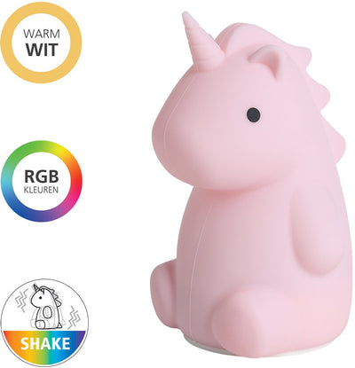Eglo Castellino Luce notturna bambini baby unicorno - wireless - 15,5 cm - rosa - luce bianca rgb - ricaricabile - touch control