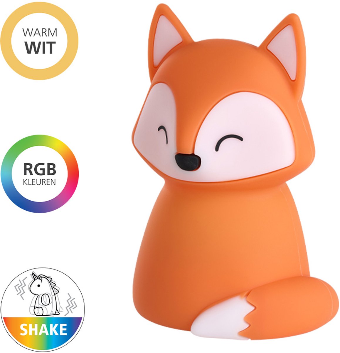Eglo castellino volpe luce notturna bambini baby - wireless - 15 cm - arancione - luce bianca rgb - ricaricabile - touch control