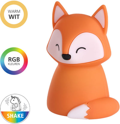 Eglo castellino volpe luce notturna bambini baby - wireless - 15 cm - arancione - luce bianca rgb - ricaricabile - touch control