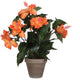 Decoraciones de mica planta artificial hibisco - naranja - h40 x d30 cm - maceta gris - planta artificial - plantas artificiales plantas artificiales con flores
