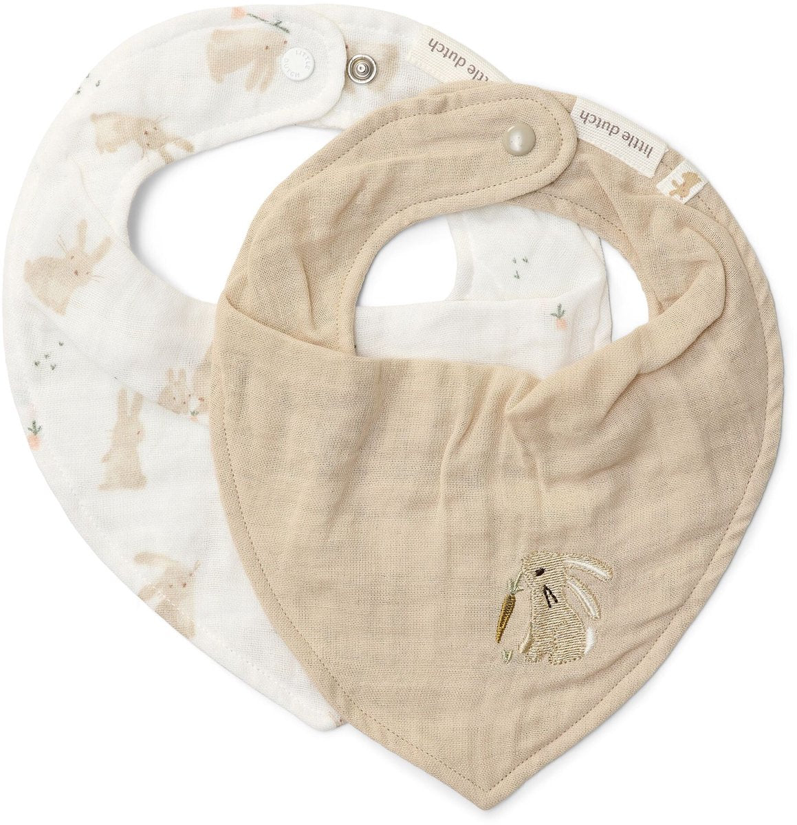 Little dutch 2-pack bandana slab - wit - newborn naturals - baby bunny