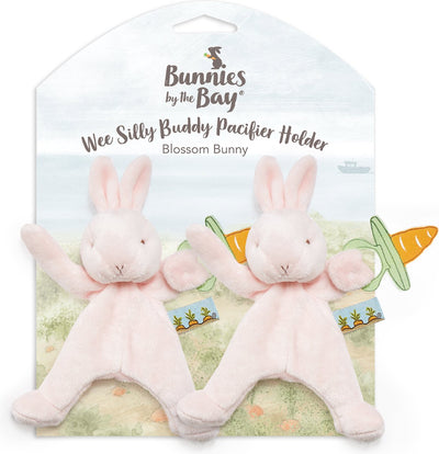 Bunnies by the Bay set di 2 panni coccola con porta ciuccio coniglio - panno ciuccio - chiusura in velcro per ciuccio - rosa - 2 pezzi
