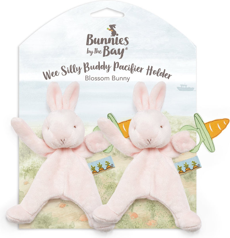 Bunnies by the Bay set di 2 panni coccola con porta ciuccio coniglio - panno ciuccio - chiusura in velcro per ciuccio - rosa - 2 pezzi