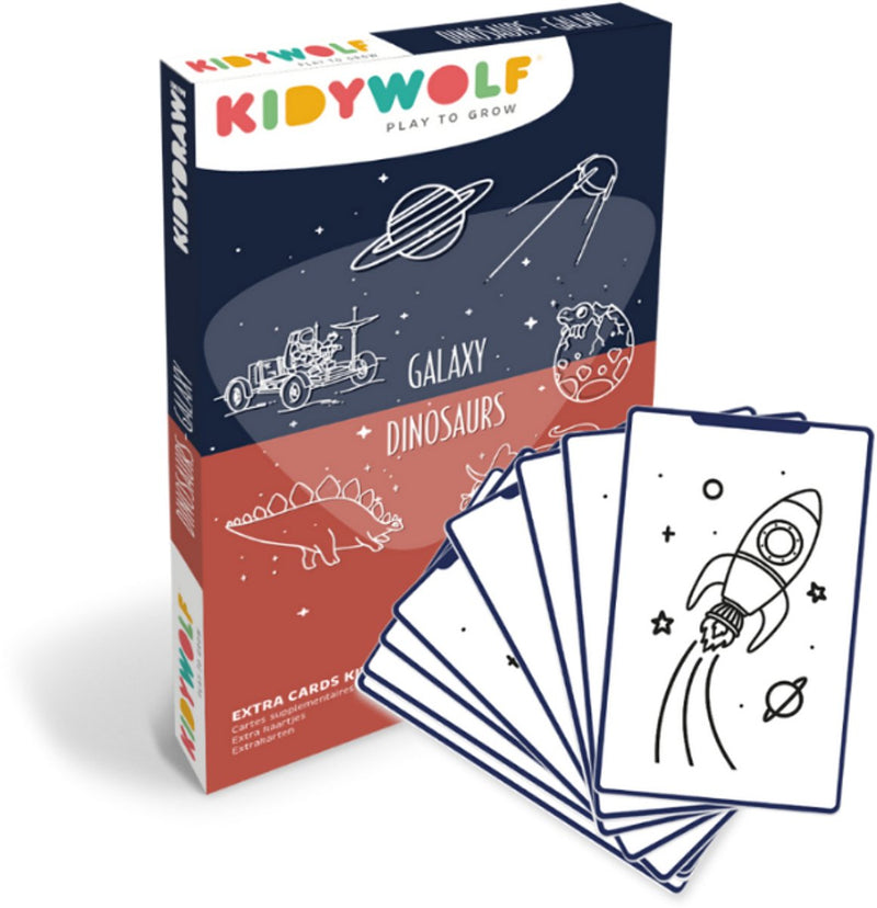 Kidywolf kidydraw mini recambio – dinosaurios galácticos – 60 cartas de dibujo