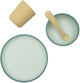 Juego de vajilla infantil Jollein de silicona - con plato, cuenco y taza - tonos jade