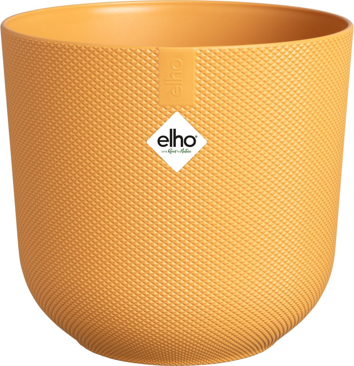 Elho jazz rond 26 bloempot voor binnen - woonaccessoire van 100% gerecycled plastic - ø 26 x h 24.2 cm - amber geel