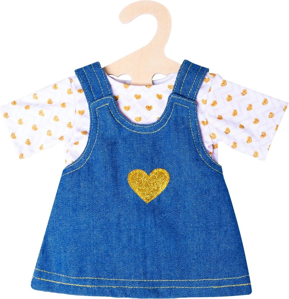 Abito da bambola a cielo con t-shirt dorato, 28-35 cm