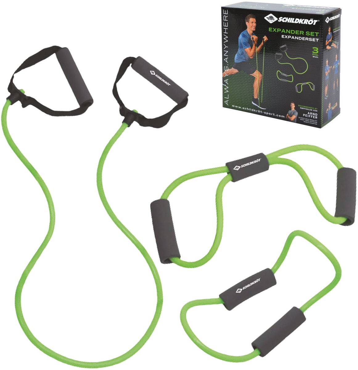 Set espansore Schildkröt di elastici fitness con maniglie per l'allenamento della forza.