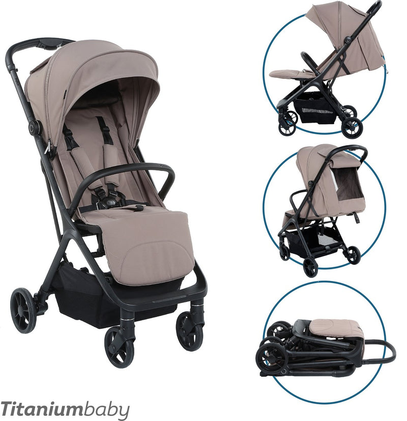 Silla de paseo para bebés Titanium - topo oscuro - equipada con cesta de la compra - respaldo ajustable