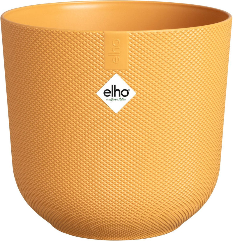 Maceta para interior Elho jazz round 23 - accesorio para el hogar hecho de plástico 100% reciclado - ø 23,1 x h 21,5 cm - amarillo ámbar