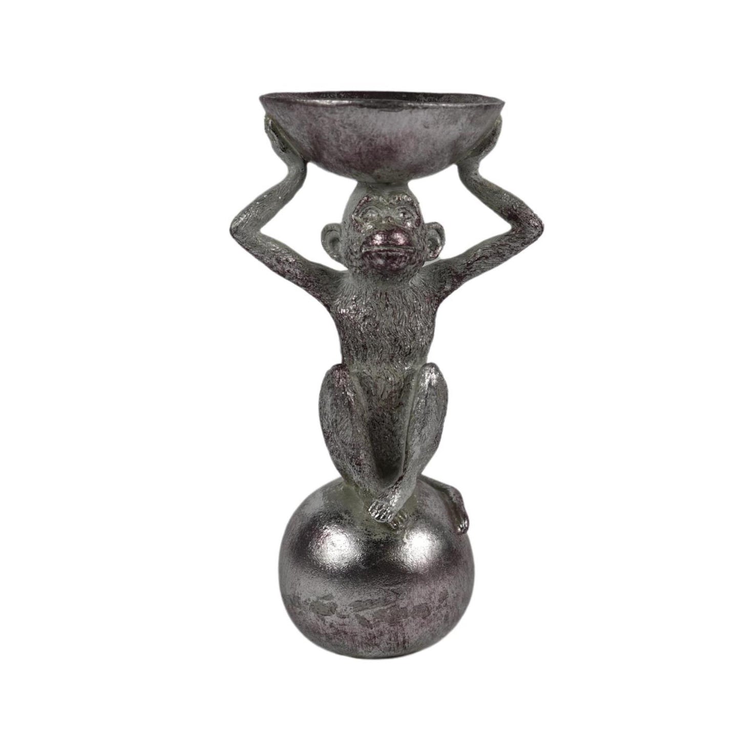 Statua scimmia color argento 26 cm