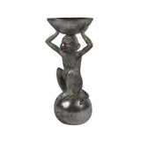 Beeld aap zilverkleurig 26cm - afbeelding 2