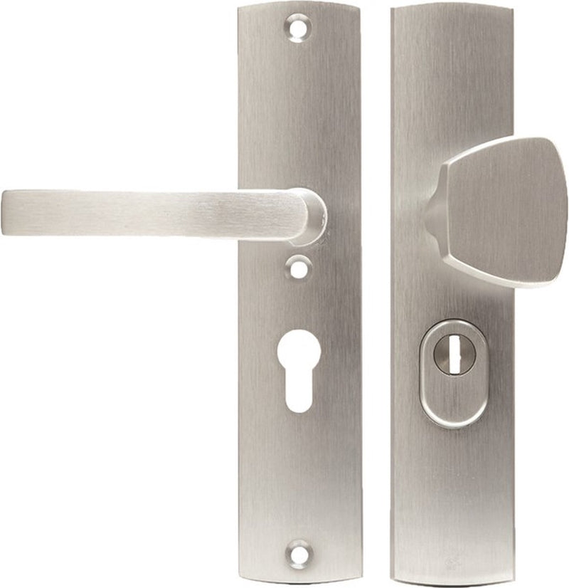 Attacco di sicurezza Axa (curva plus) alluminio rettificato: maniglia a pomolo (modello s block) pc55 con protezione antiestrazione anima skg***