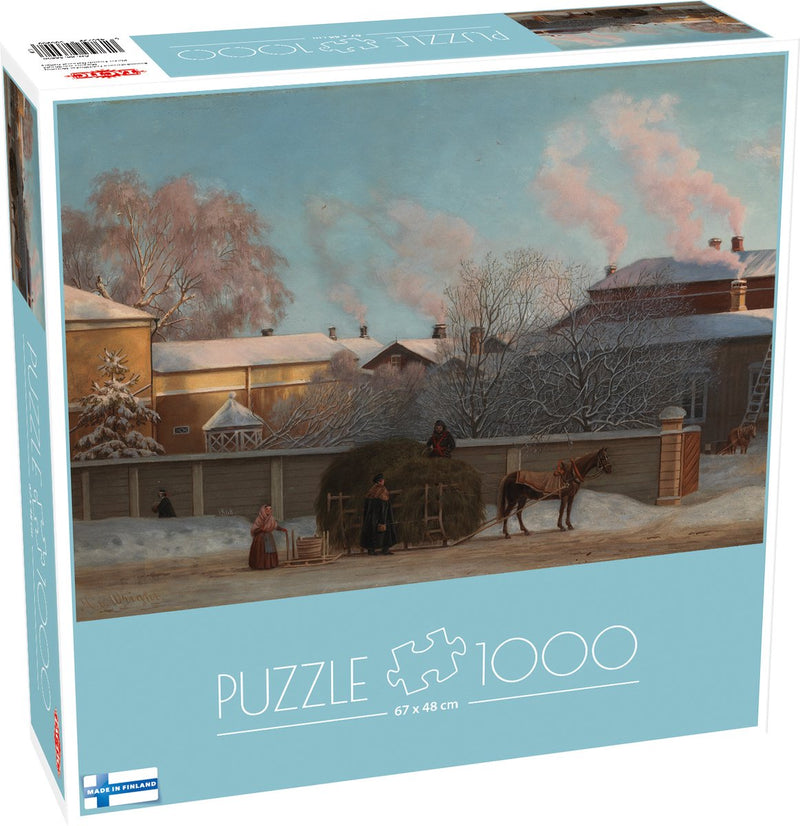 Tattica magnus enckell: annankatu in una fredda mattina d'inverno – puzzle – 1000 pezzi – impressione invernale della città di Helsinki – arte classica finlandese – alta qualità scandinava