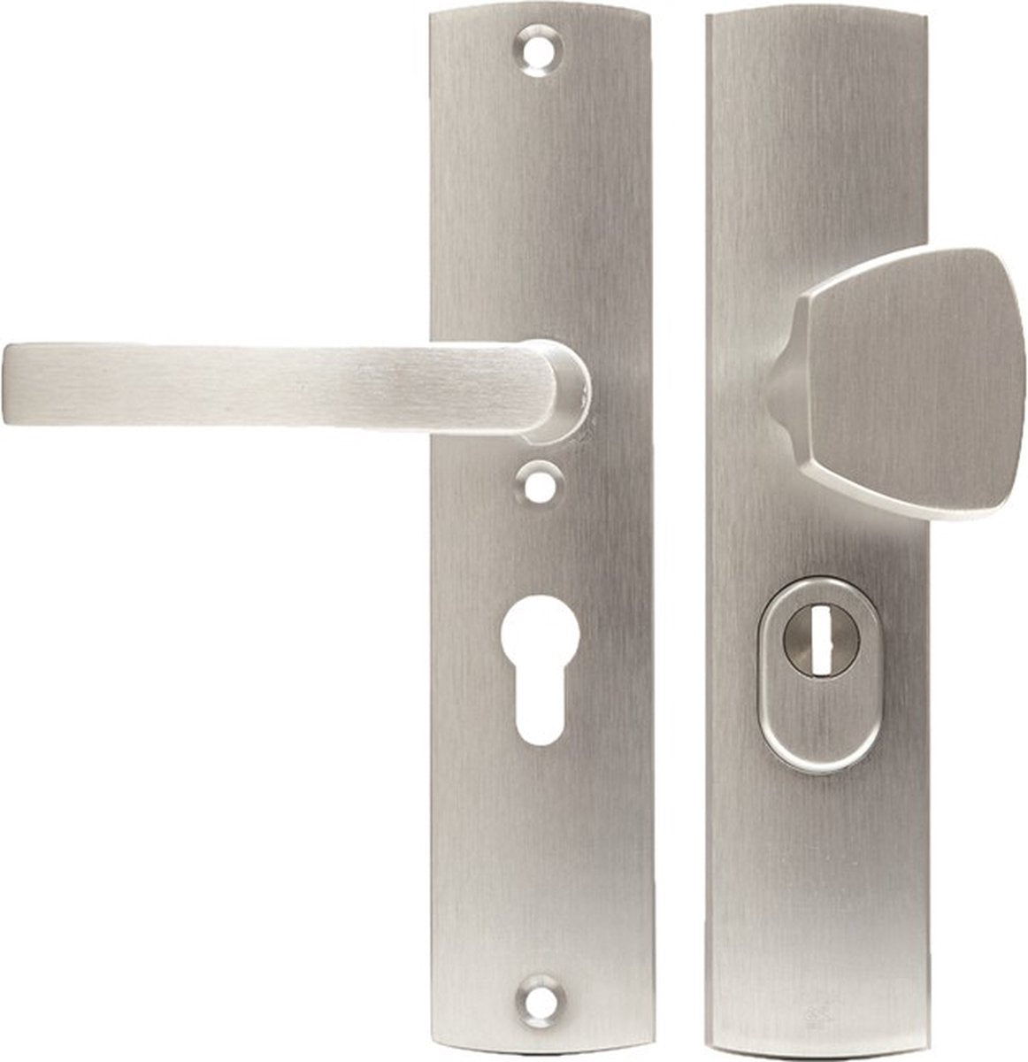 Herraje de seguridad Axa (curve plus) aluminio rectificado: pomo (bloque modelo s) pc55 con protección contra tracción del núcleo skg***