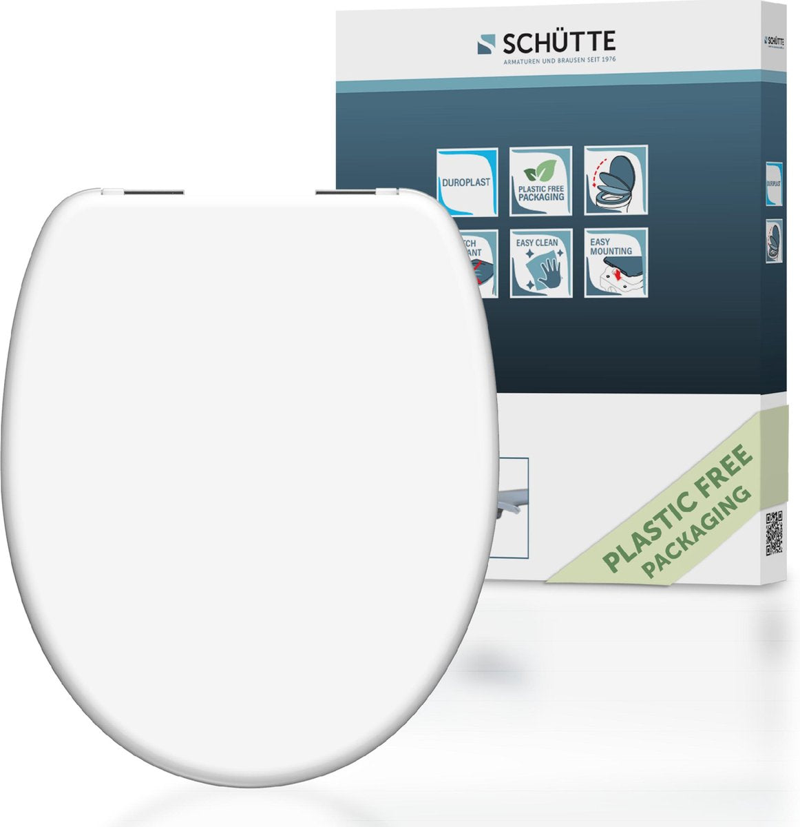 Asiento de inodoro Schütte Schütte con durplast blanco de cierre suave