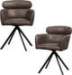 Woood fenne draaibare eetkamerstoelen -leerlook- zwart grijs-set van 2