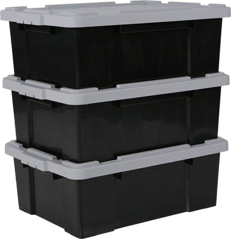 Scatola portaoggetti Iris Power Box - 43 l - plastica - nero grigio - set di 3