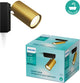 Philips Spot LED Philips Idris - faretto da soffitto - antispruzzo IP44 - nero con oro - 5W - lampada da bagno - un punto luce - adatto solo per spot LED
