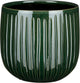 Mica decorations plantenpot - keramiek - donkergroen glans ribbels - d21xh19 cm - bloempot