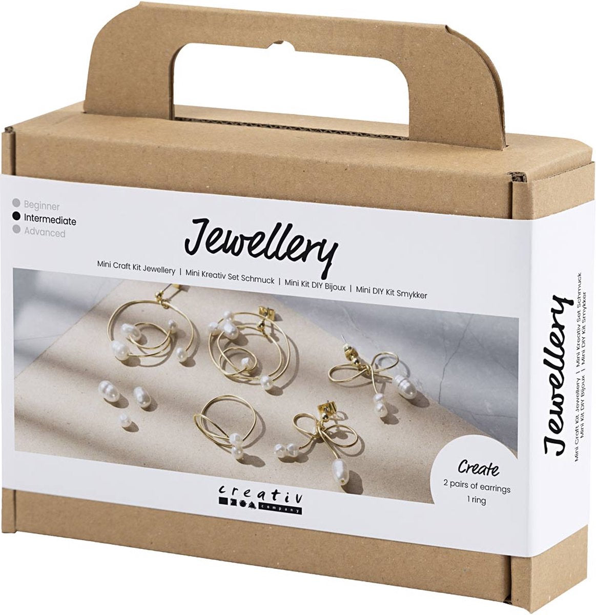 Creativ company mini hobby set de joyería, pendientes de alambre de metal, chapado en oro, 1 caja