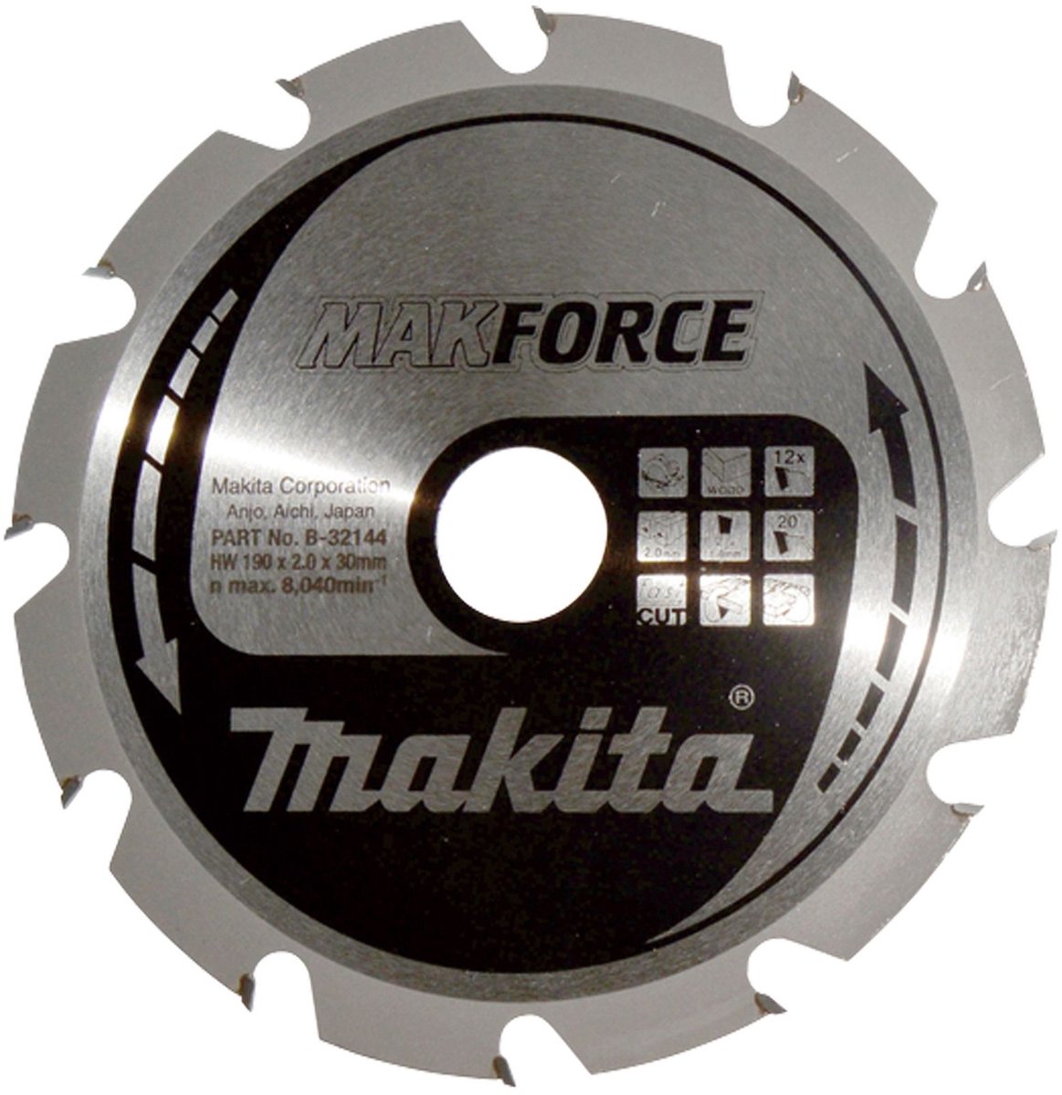 Accesorios Makita hoja de sierra circular | madera | 190x30x2.0 12t 20g - b-32144