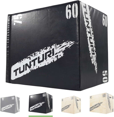 Tunturi plyo box for strength training - wooden fitness box with soft cover made of EVA material - jump box 40 50 60cm - incl. free fitness app