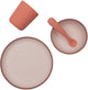 Set stoviglie per bambini Jollein in silicone - con piatto, ciotola, tazza - paralumi cipria