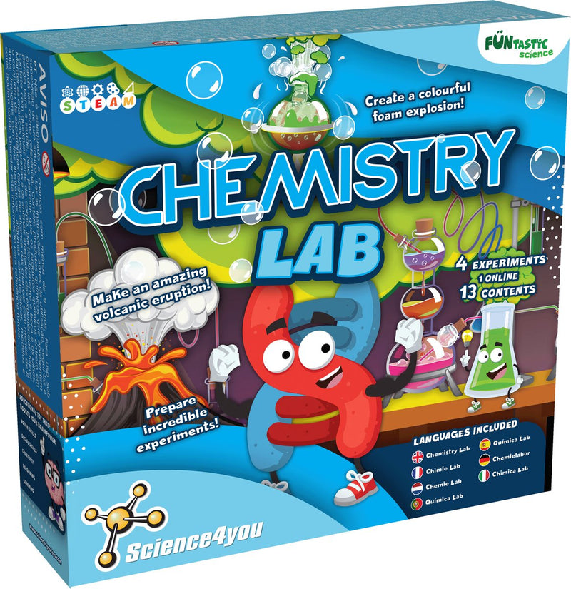 Science 4 you science4you funtastic laboratorio de química - juguetes científicos niños - kit de química - columnas de espuma - libro educativo: ¡prepara experimentos increíbles!