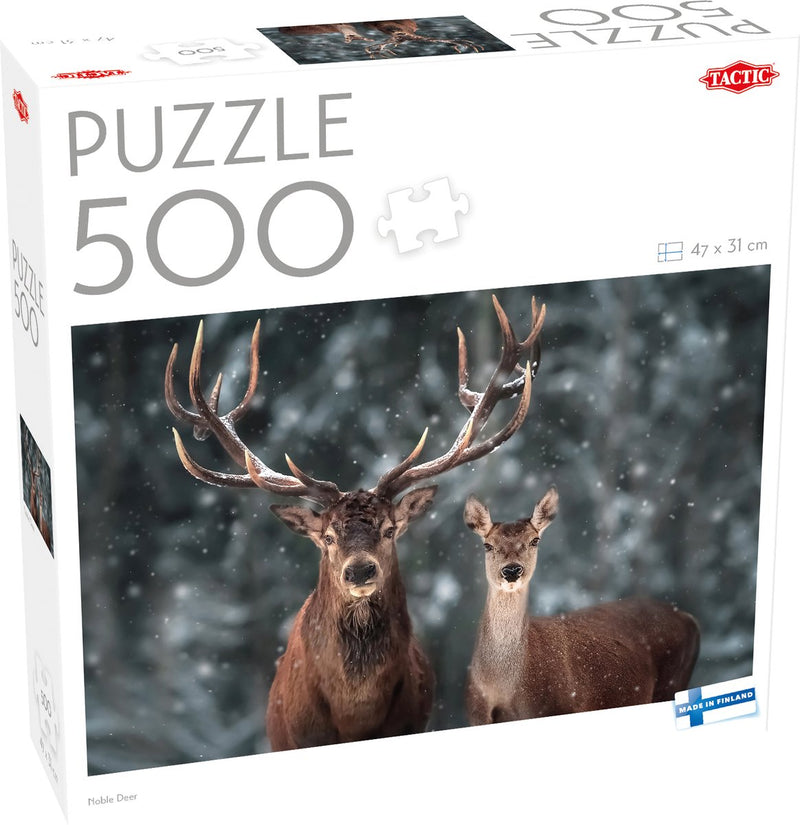 Cervo nobile tattico – puzzle – 500 pezzi – cervo rosso nel paesaggio forestale – natura e fauna selvatica – alta qualità scandinava