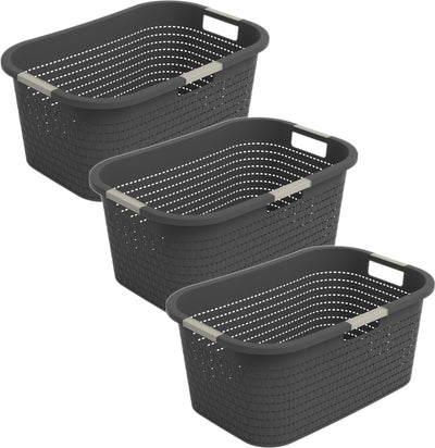 Rotho country laundry basket - set of 3 - 40 ltr - anthracite