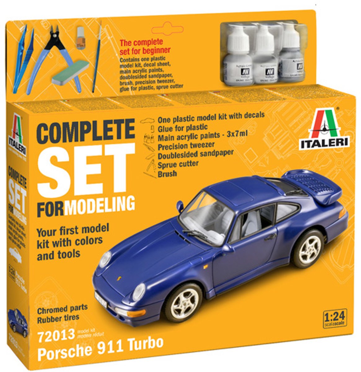 Italeri modelbouwpakket auto - 72013 porsche 911 - auto - starter kit plastic - 1:24 - modelbouw