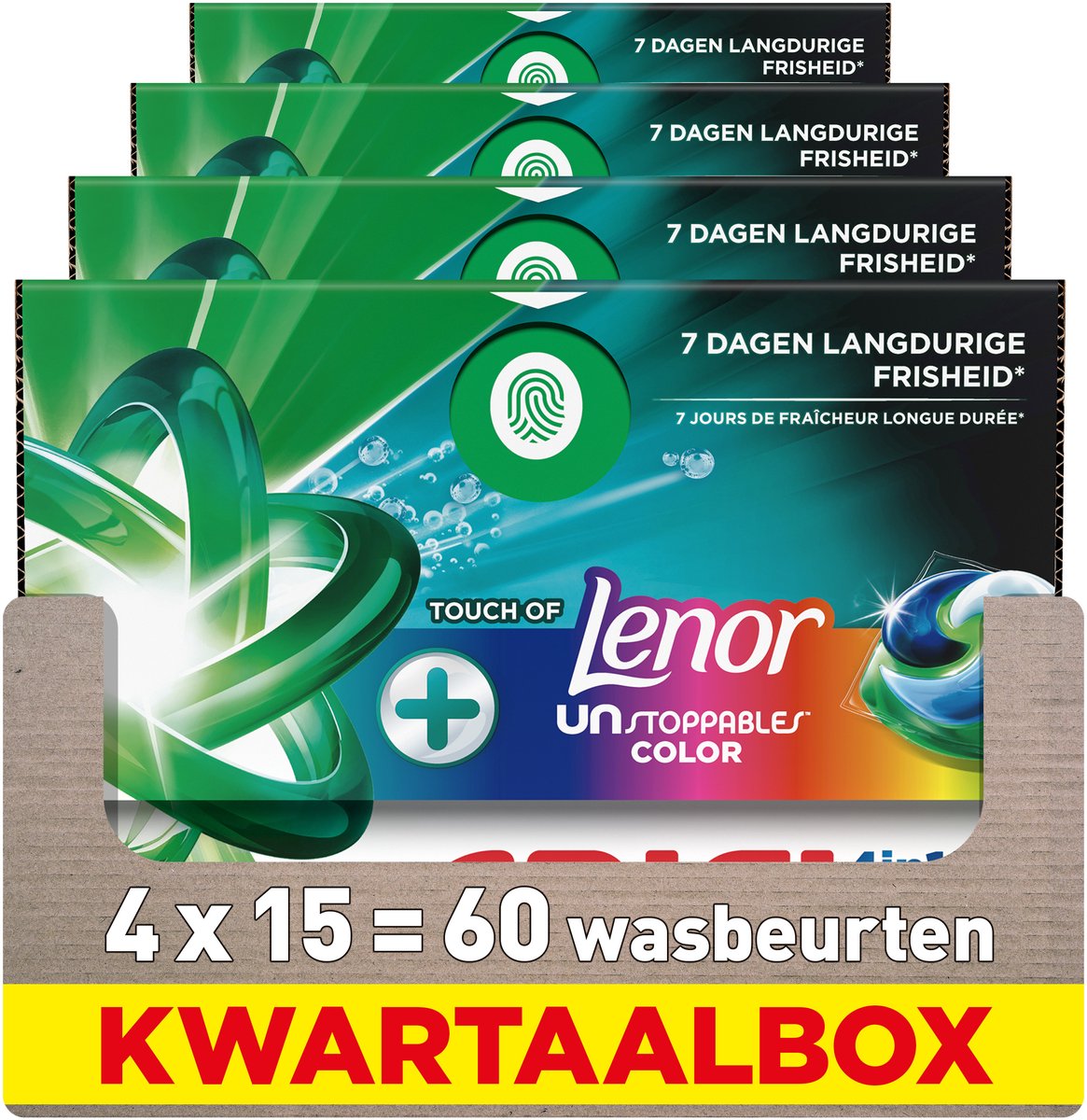 Ariel detersivo in cialde 4in1 color lenor unstoppables - 4 x 15 pezzi
