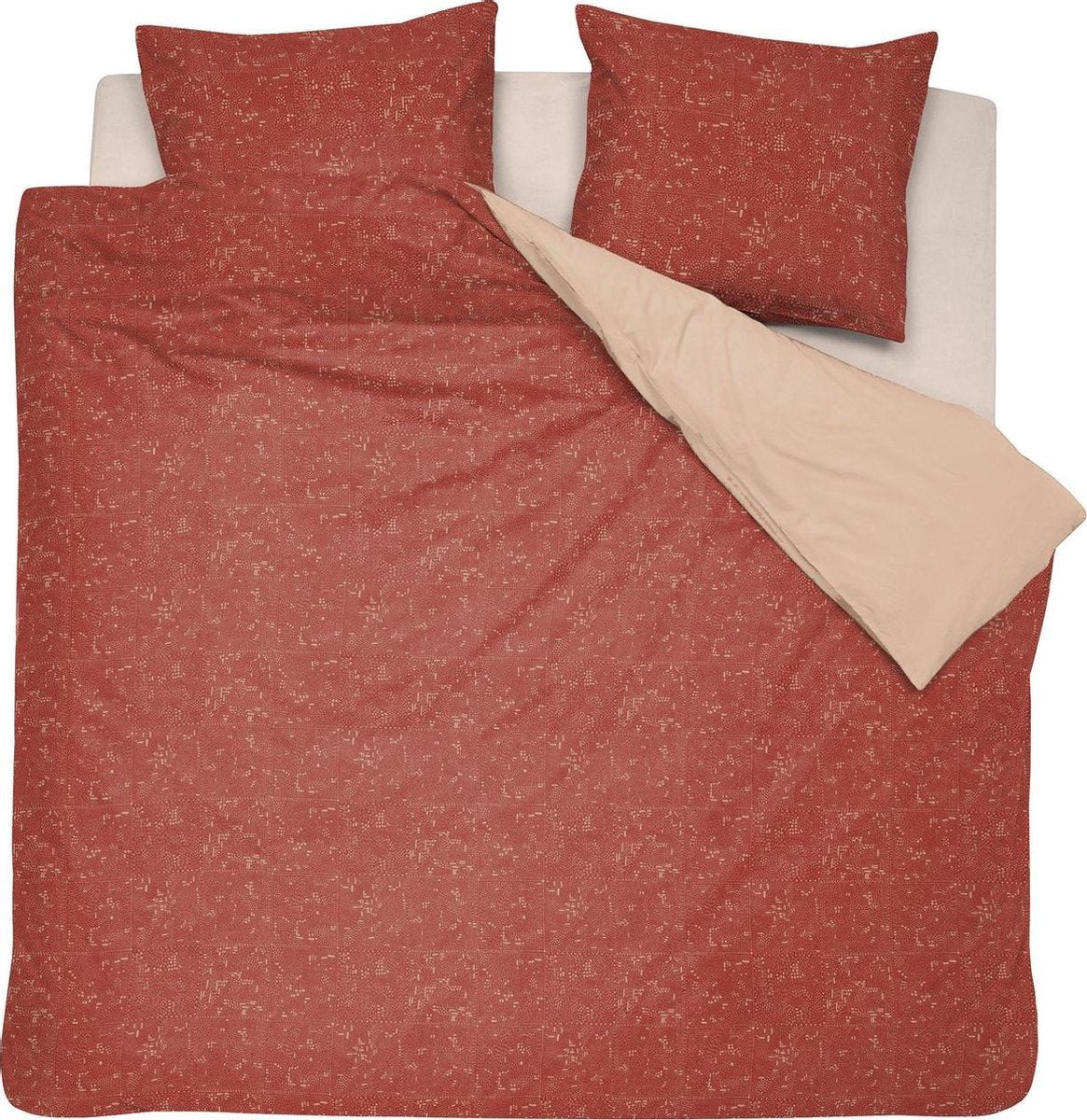 Damai - set copripiumino - cotone biologico 240x200 220 cm - rosso + 2 federe 60x70