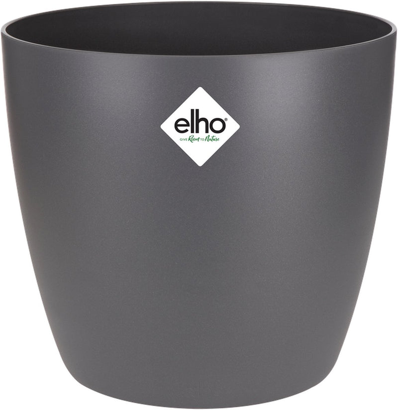 Elho brussels round 30 - macetero de interior - ø 29,5 x h 27,1 cm - antracita