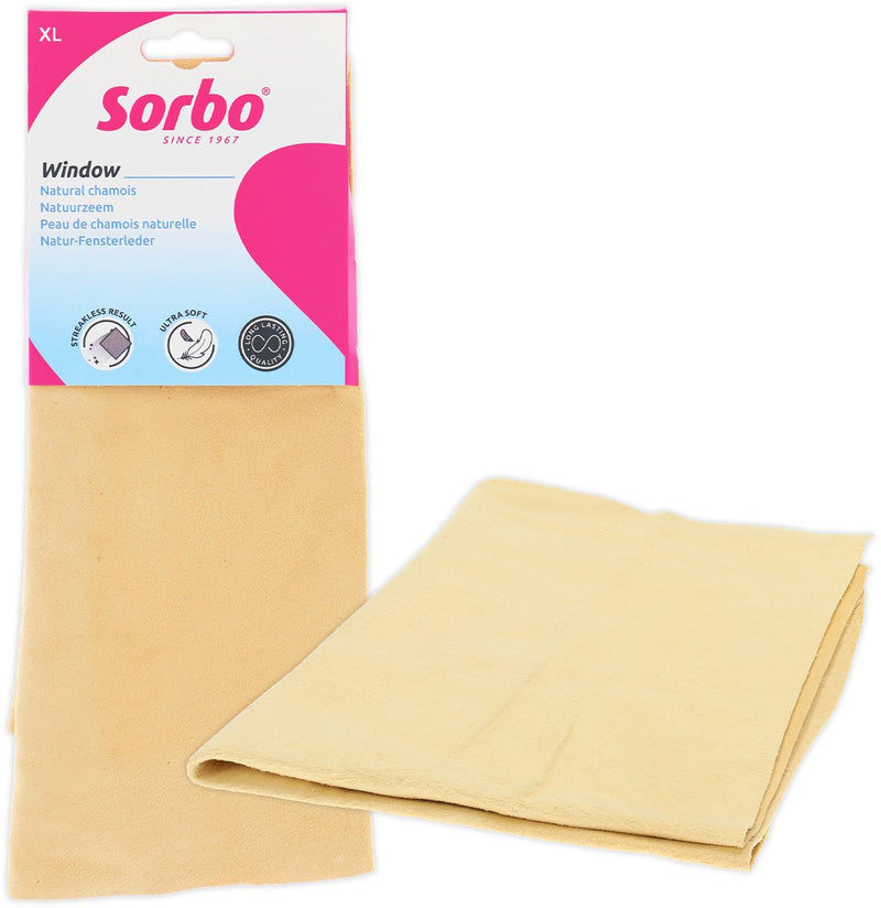 Gamuza Sorbo natural xl – 38x59 cm – cuero de oveja genuino – absorción superior para una limpieza sin rayas