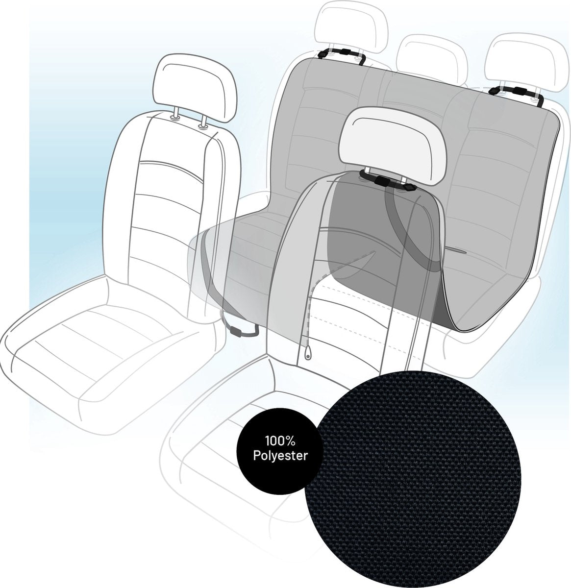 Coperta protettiva Flamingo per coda auto - nera - 214 x 147 cm - protezione per sedile posteriore idrorepellente extra large per cani