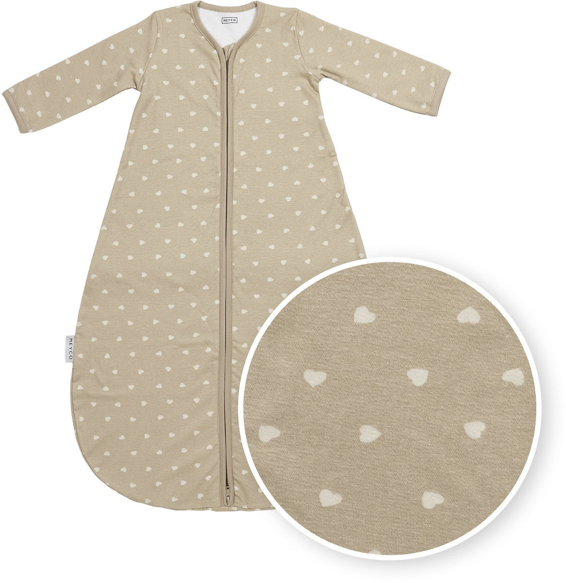Meyco baby sweet heart saco de dormir para bebé redondo - arena arena suave - 90cm - 1.0 tog