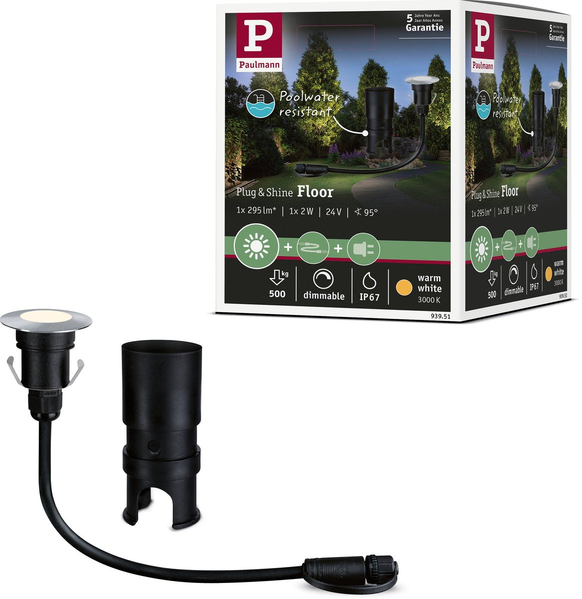 Paulmann Plug Shine LED Incasso a Terra Pavimento Mini Loose Spot IP67 3000K 2.5W Argento